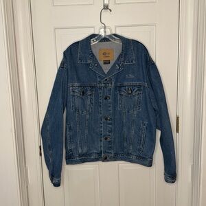 ID Wear Vintage Blue Denim Trucker Jacket with Logo “CP&L” Size Large
